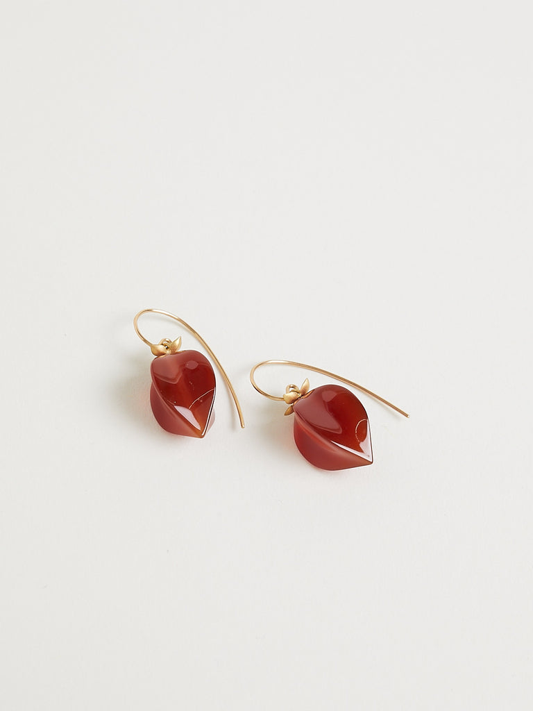 Gabriella Kiss Carnelian Chinese Lantern Earrings in 14k Yellow Gold