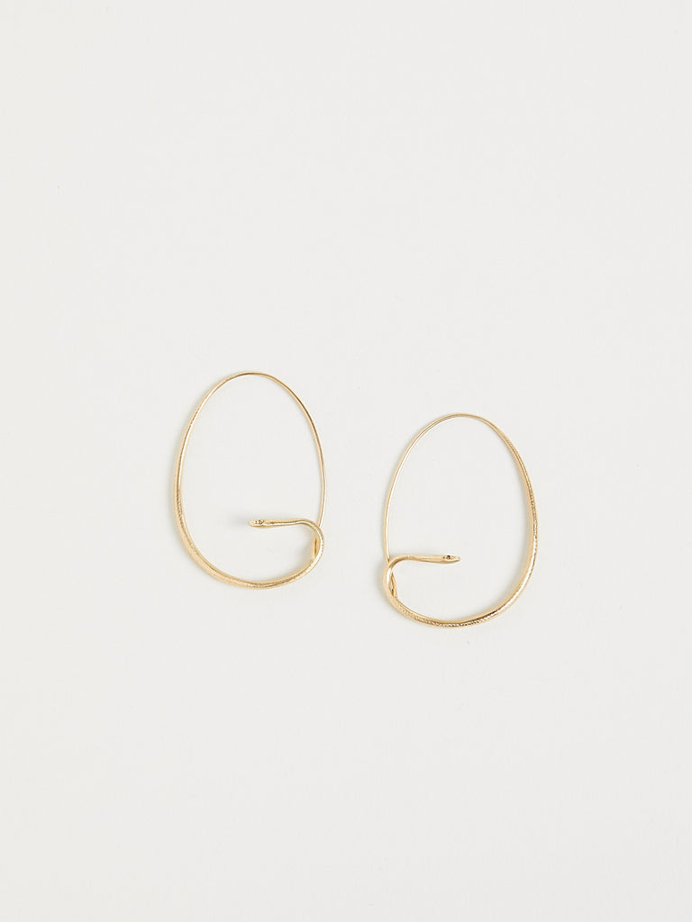 Gabriella Kiss Small Snake Hoop Earrings in 18k Yellow Gold with Champagne Diamond Eyes