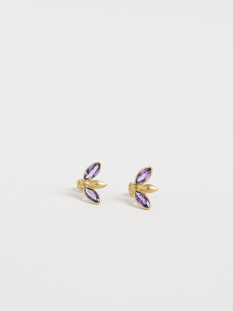 Gabriella Kiss Gem Bug Studs in 18k Yellow Gold with Mauve Sapphires