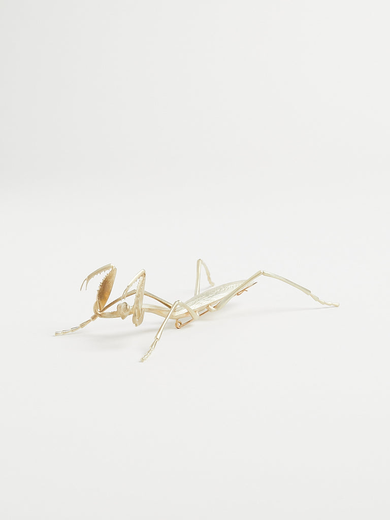 Gabriella Kiss Praying Mantis Brooch in 14k Yellow Gold