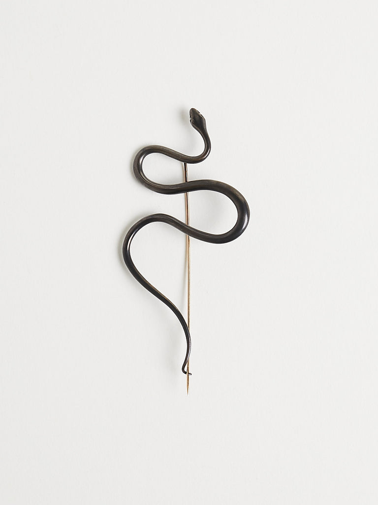 Gabriella Kiss Large Spiral Snake Brooch in Bronze