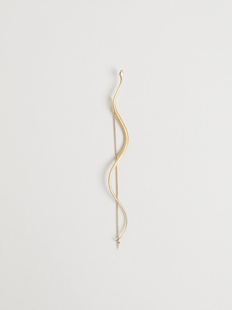 Gabriella Kiss Small Straight Snake Brooch in 18k Yellow Gold
