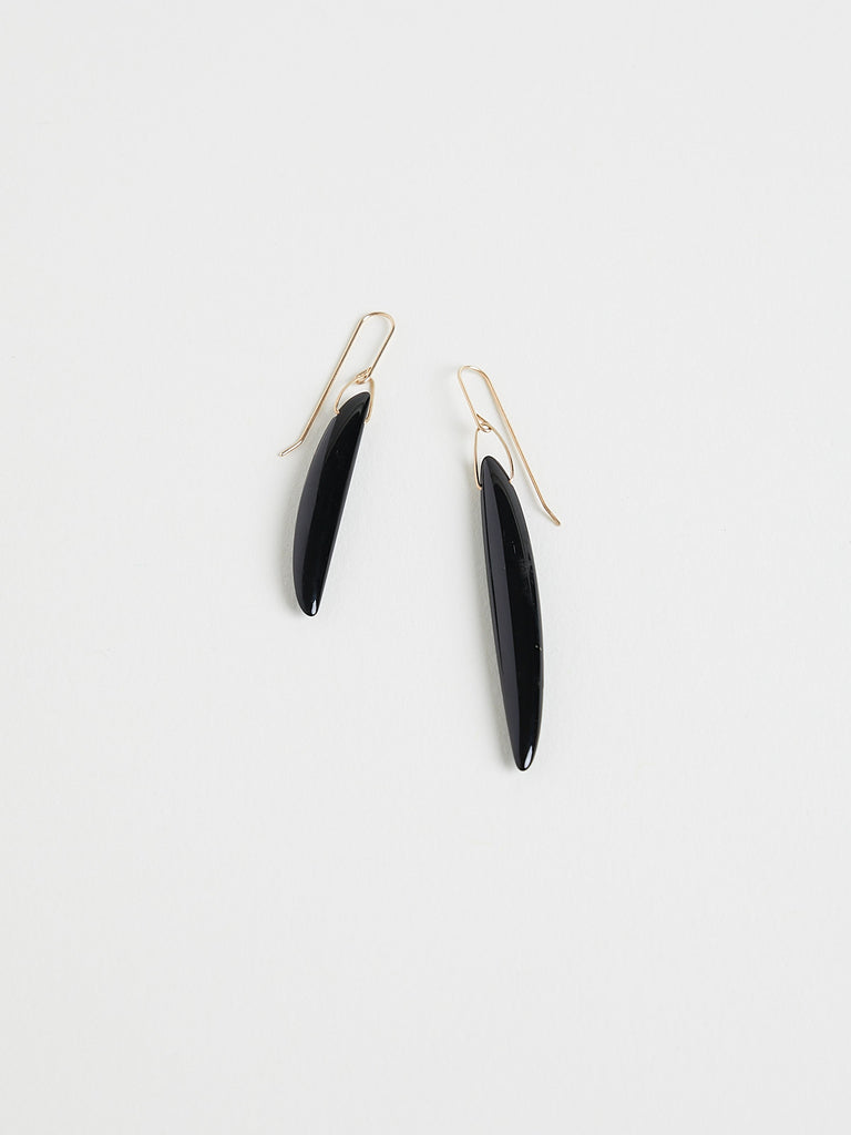 Gabriella Kiss - Black Jade Bean Earrings on 14k Yellow Gold