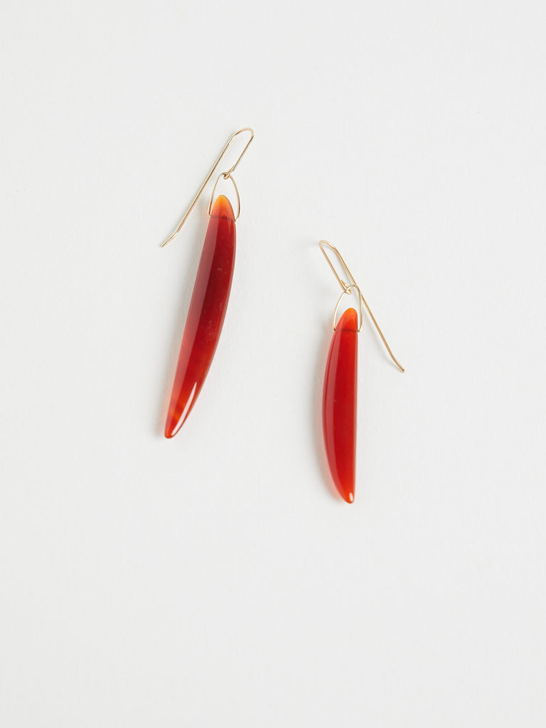 Gabriella Kiss - Carnelian Bean Earrings on 14k Yellow Gold