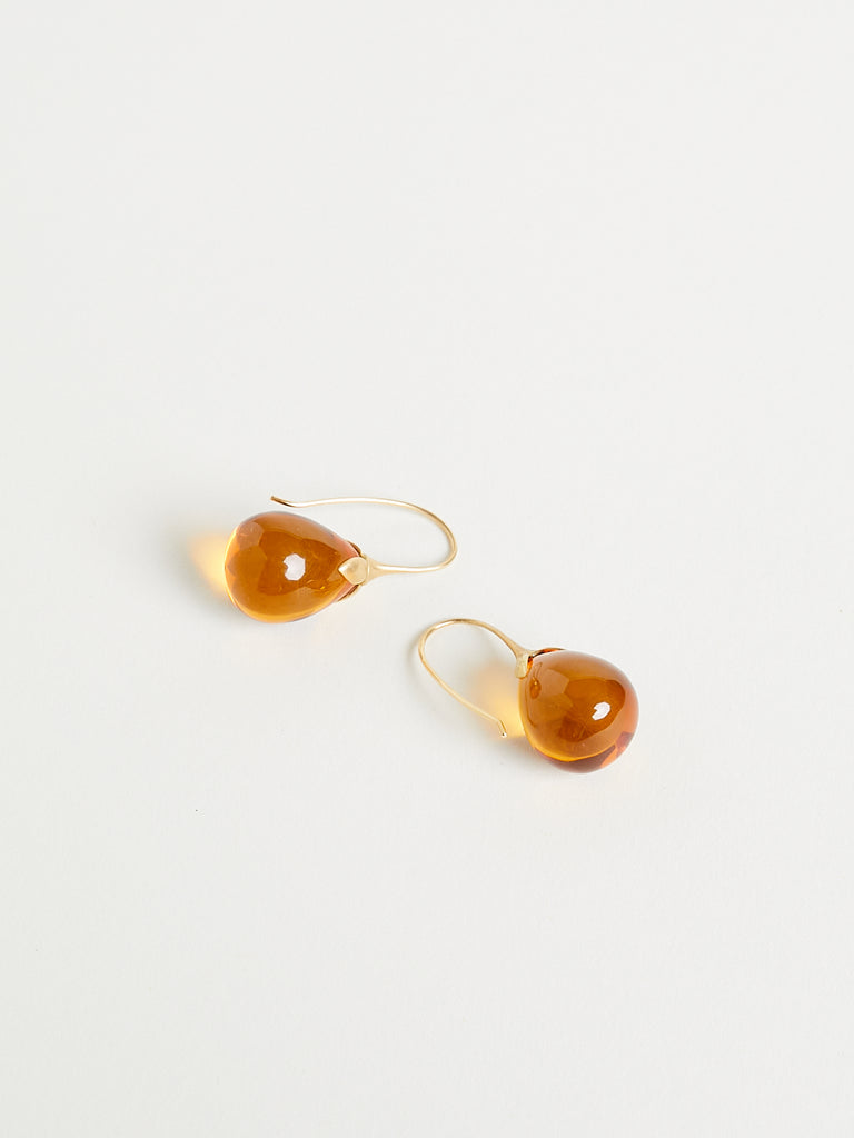 Gabriella Kiss Yellow Amber Eggplant Earrings in 18k Yellow Gold