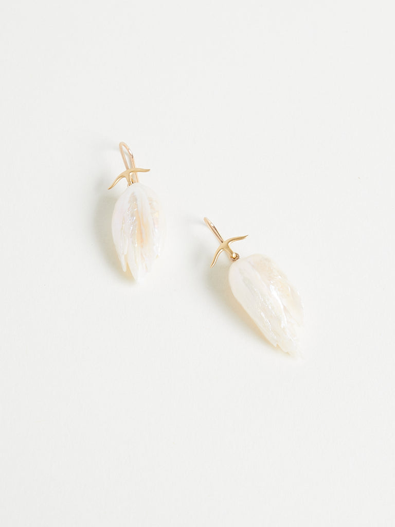 Gabriella Kiss Natural Freshwater Pearl Wing Earrings in 18k Yellow Gold