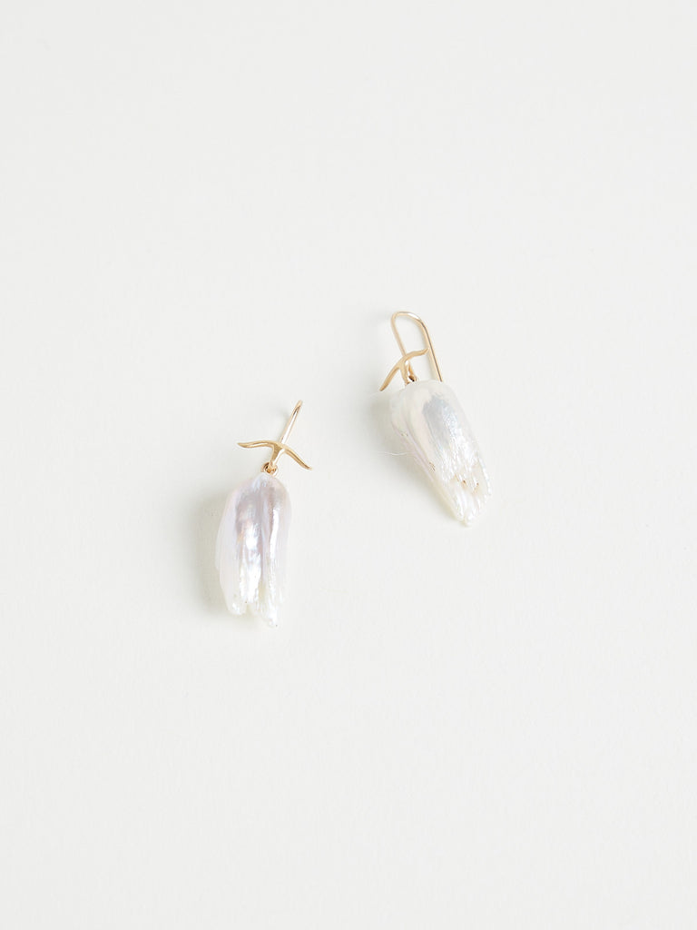 Gabriella Kiss - Freshwater Pearl Wing Earrings on 18k/19k Yellow Gold