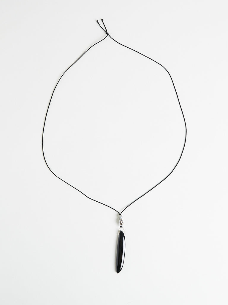 Gabriella Kiss - Black Jade Bean Necklace with Keshi Pearl & Labradorite on Silk Cord
