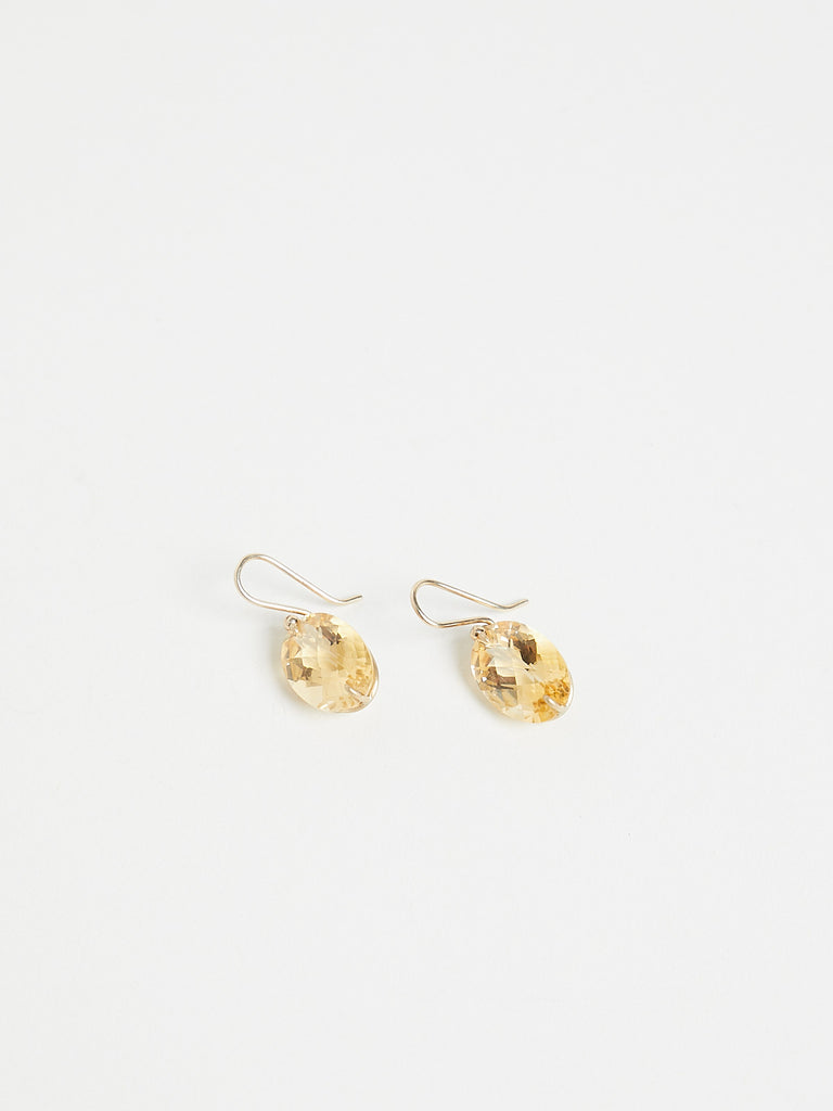 Gabriella Kiss Oval Faceted Citrine Earrings in 18k Yellow Gold