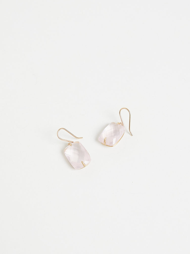 Gabriella Kiss Faceted Rose Quartz Rectangular Earrings in 18k & 14k Yellow Gold