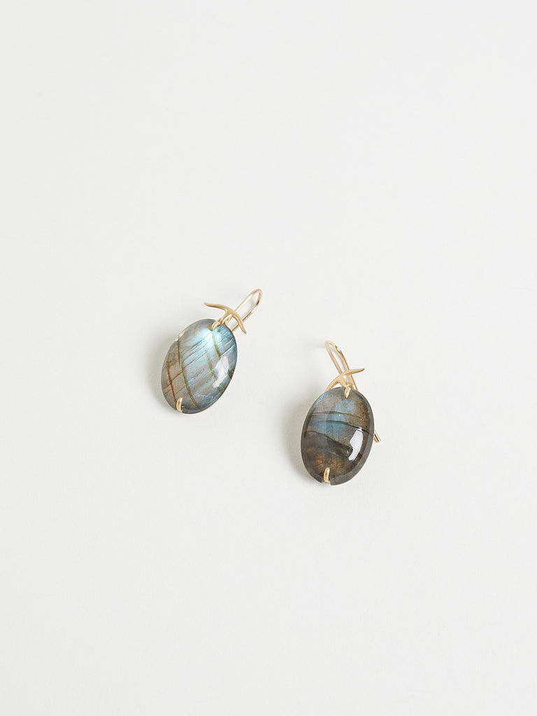 Gabriella Kiss Oval Labradorite Pillow Earrings in 18k Yellow Gold