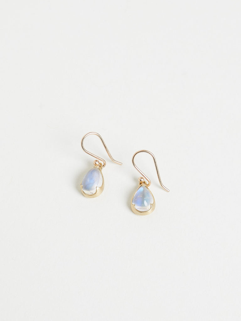 Gabriella Kiss Pear Moonstone Earrings in 18k & 14k Yellow Gold