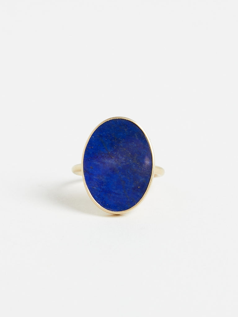 Gabriella Kiss Oval Lapis Slab Ring in 18k Yellow Gold