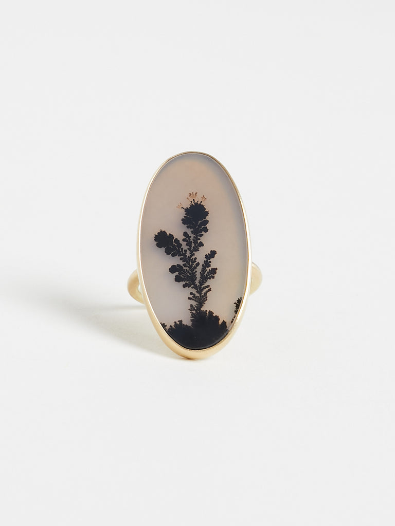 Gabriella Kiss Very Large Oval Dendrite Ring in 18k Yellow Gold