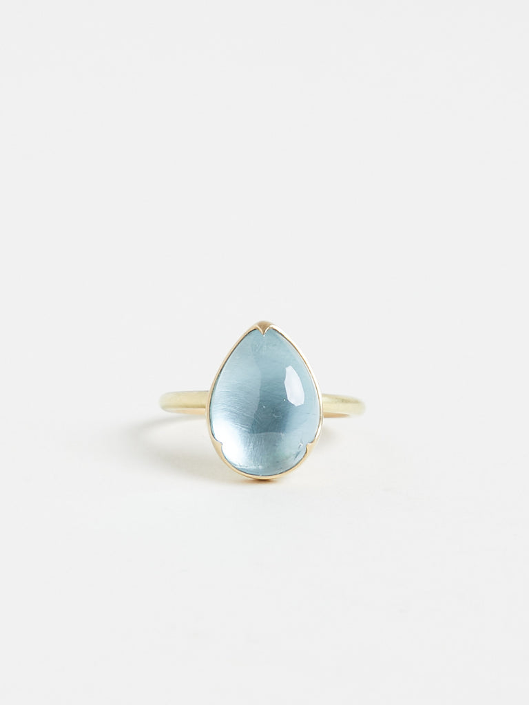 Gabriella Kiss 5.28ct Pear Shape Aquamarine Ring in 18k Yellow Gold