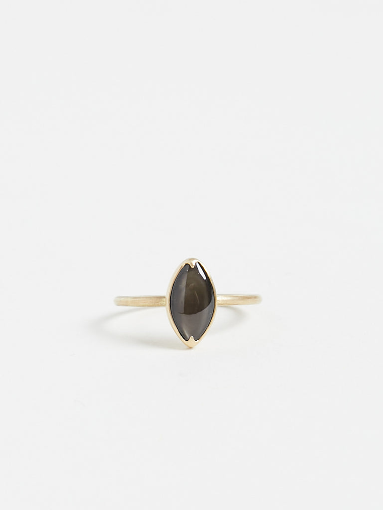 Gabriella Kiss Marquis Brown Star Sapphire Ring in 18k Yellow Gold