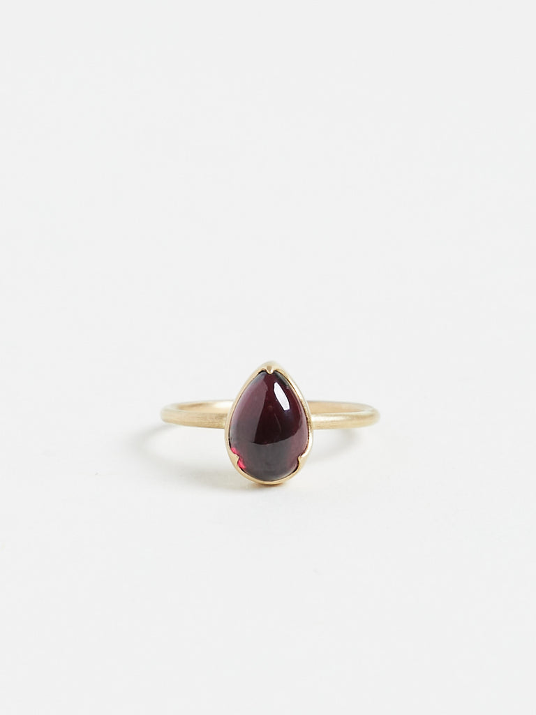 Gabriella Kiss 3.4ct Pear Garnet Ring in 18k Yellow Gold