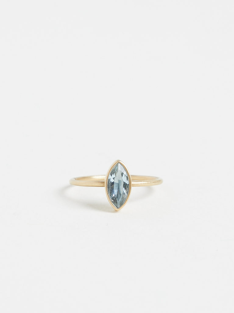 Gabriella Kiss Marquis Aquamarine Ring in 18k Yellow Gold