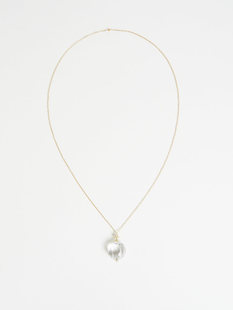 Gabriella Kiss Rock Crystal Hickory Nut Necklace in 18k Yellow Gold