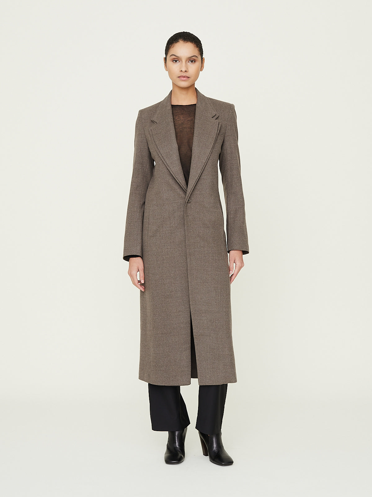 No. 64 Loro Piana Wool Double Collar Coat in Brown