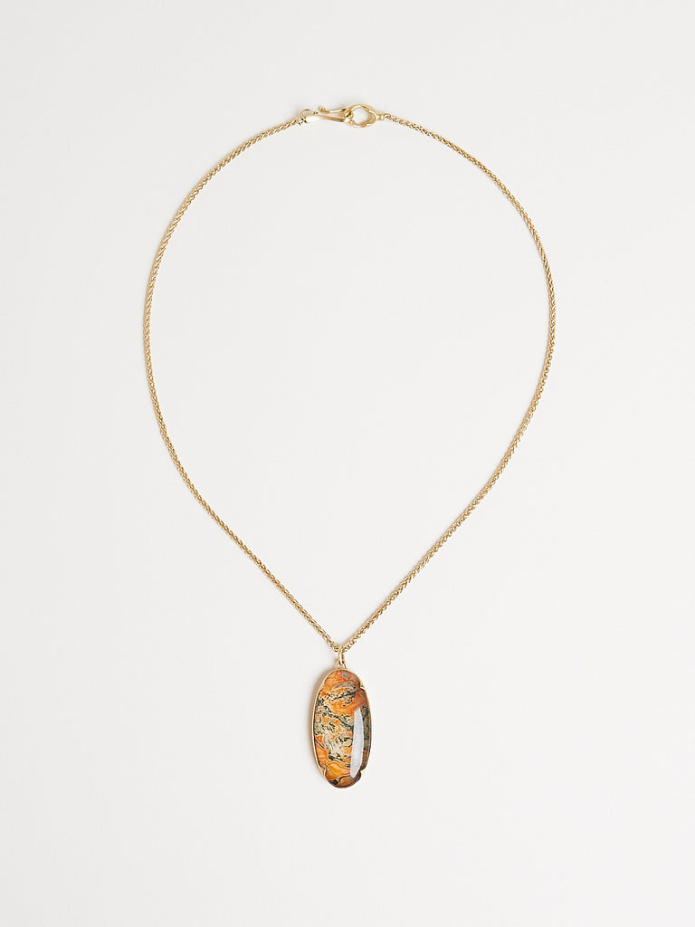 Gabriella Kiss Moss Agate/Crystal Necklace in 18k Yellow Gold