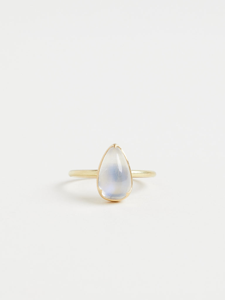 Gabriella Kiss 2.81ct Pear Moonstone Ring in 18k Yellow Gold