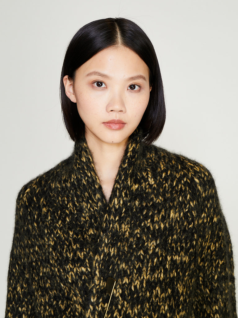 Frenckenberger - Hand Knit Cardigan Marl in Ochre Marl