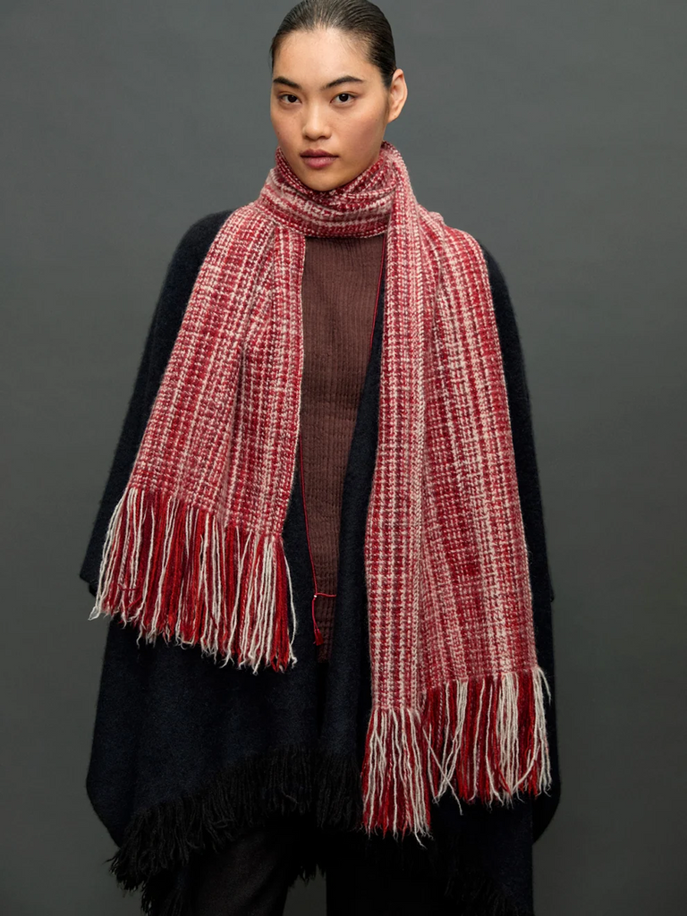 Norlha - Handspun River Scarf in Jujube Red