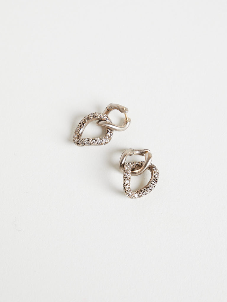 Hum Pierced Earring in 18k White Gold with 0.64ct Brown Diamonds