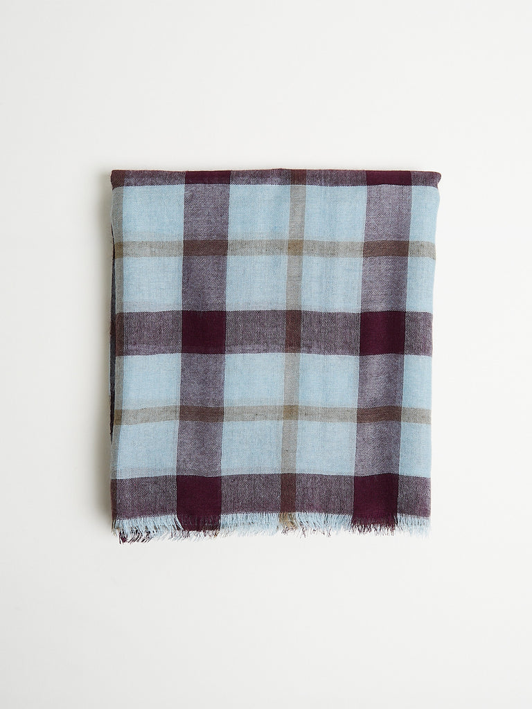 Denis Colomb Hydra Shawl in Dark Crushed Violet, Khaki and Tourmaline