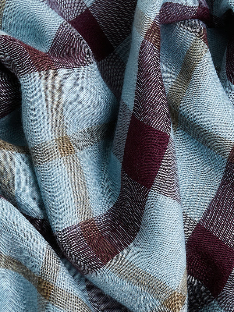 Denis Colomb Hydra Shawl in Dark Crushed Violet, Khaki and Tourmaline