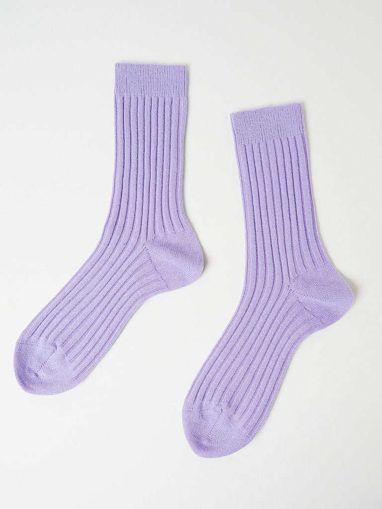 Ribbed Cashmere Socks in Smokey