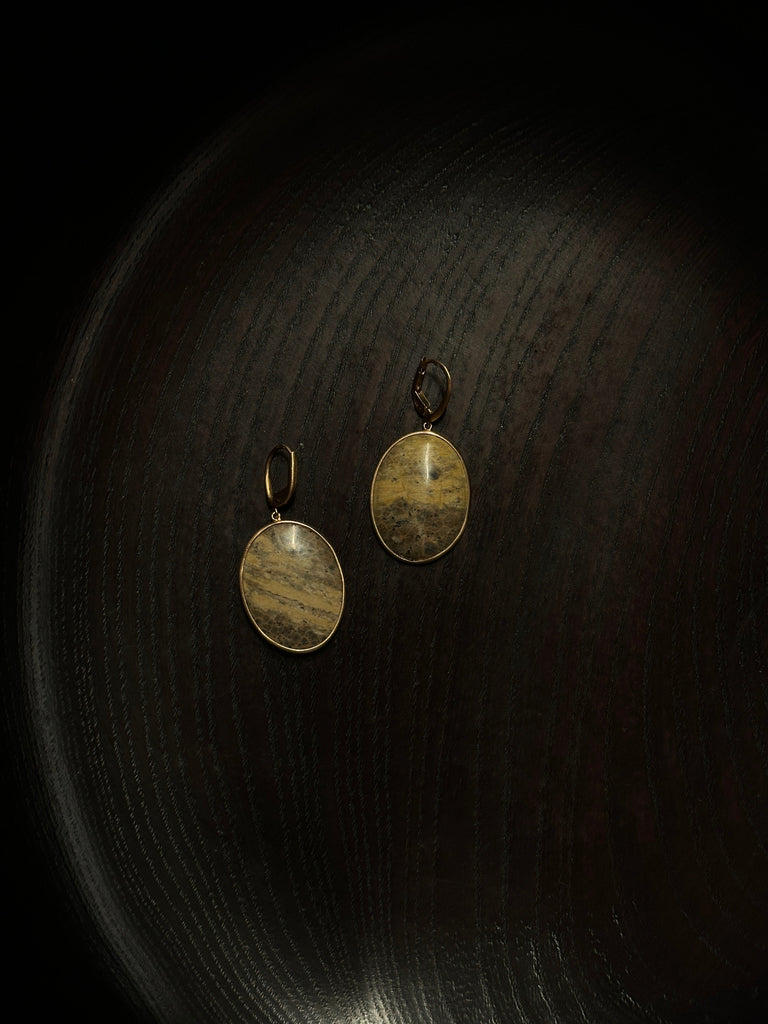 Dragonfly Earrings with 23.13ct Melange Jasper on 9k Rose Gold