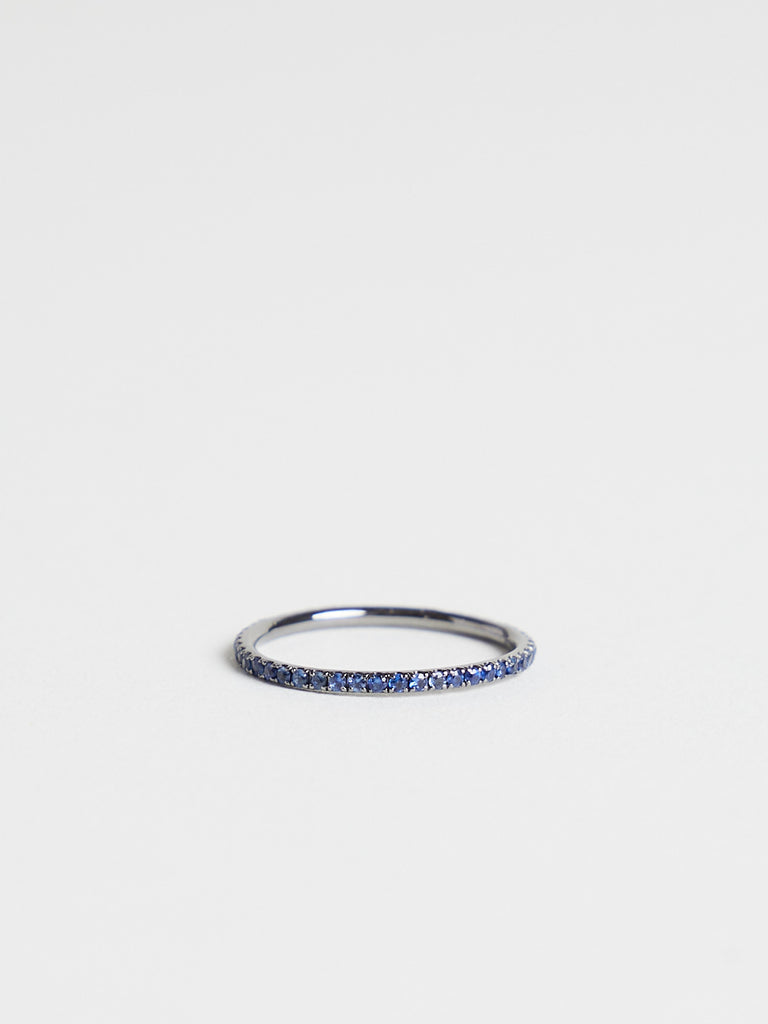 Ileana Makri Thread Band with Blue Sapphires in Oxidised 18k White Gold