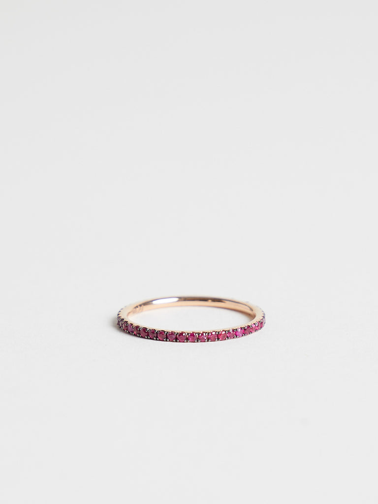 Ileana Makri Thread Band with Rubies with Oxidisation in 18k Pink Gold