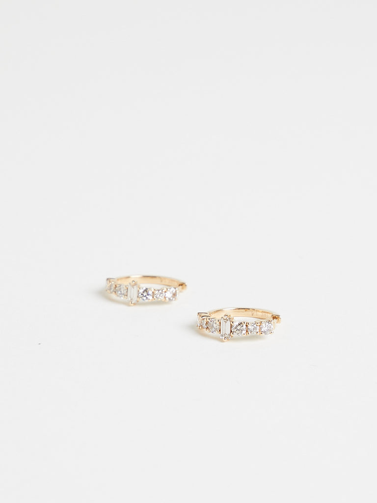 Ileana Makri Rivulet Spread Round Hoops with Light Champagne Diamonds in 18k Yellow Gold