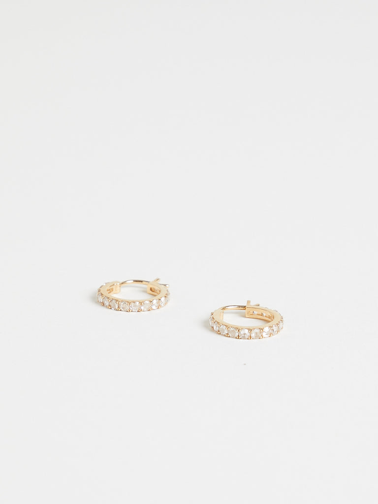 Ileana Makri Huggie Hoops with Light Champagne Diamonds in 18k Yellow Gold