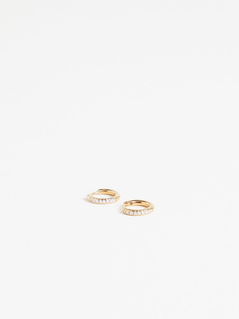 Ileana Makri New Mini Hoops with White Diamonds in 18k Yellow Gold