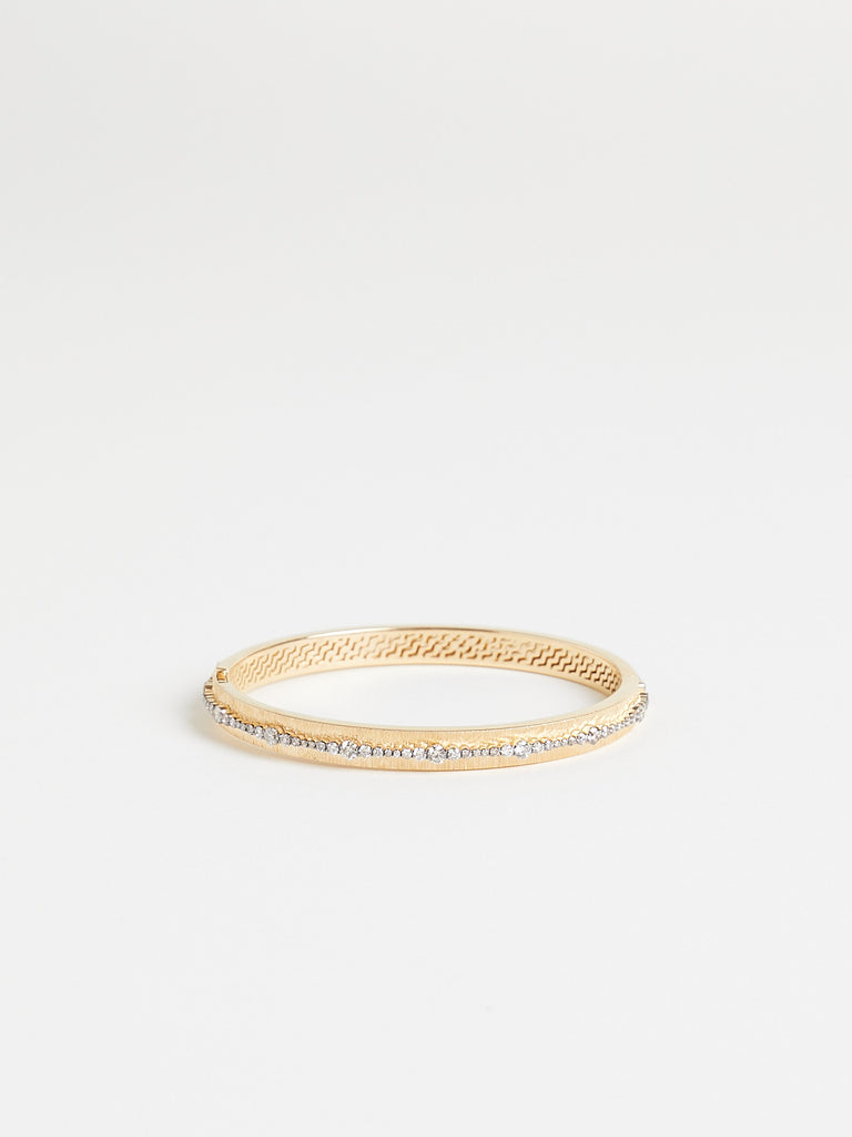 Ileana Makri Fossil Ripple Bangle with Light Brown Diamonds Plated in Black Rhodium and 18k Yellow Gold