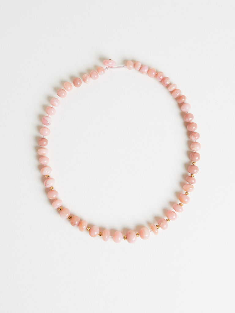 Ileana Makri Pink Opal Gradient Beaded Necklace with 18k Yellow Gold Motifs