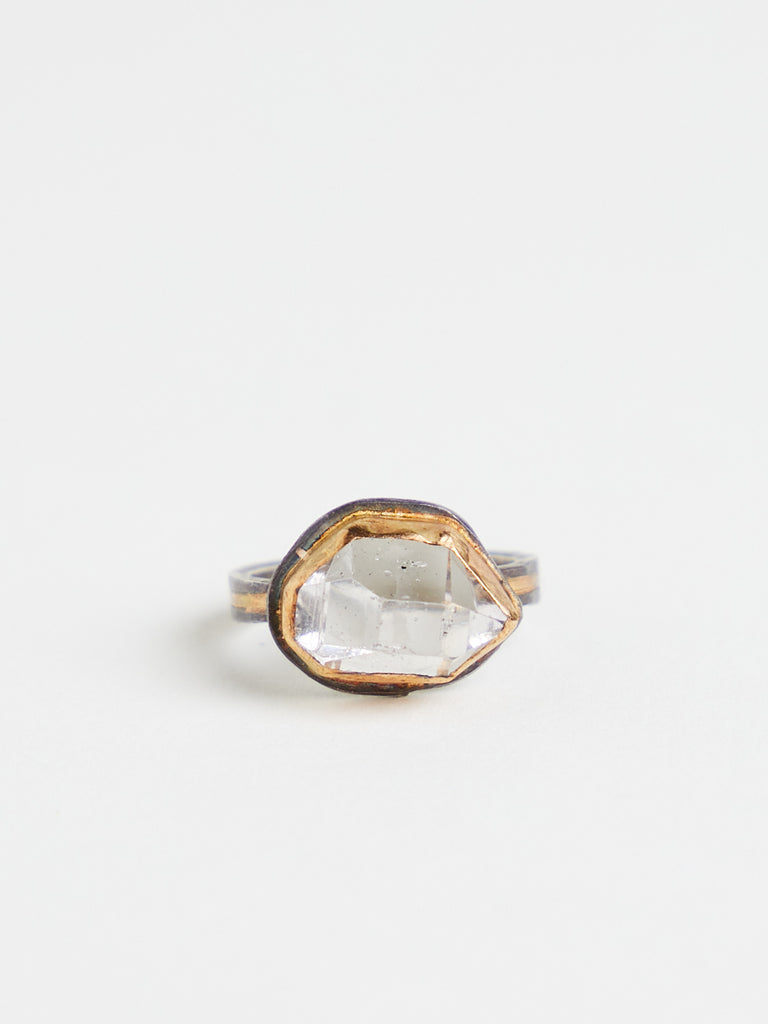 Judy Geib Herkimer Diamond Ring Set in 22k Yellow Gold and Silver