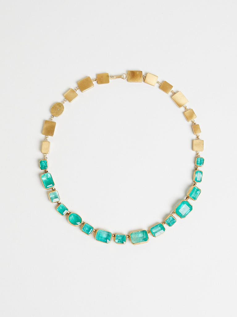 Judy Geib Serious But Not Too Serious Necklace with Colombian Emeralds (Over 64ct), Set in 18K/22K Gold and Silver
