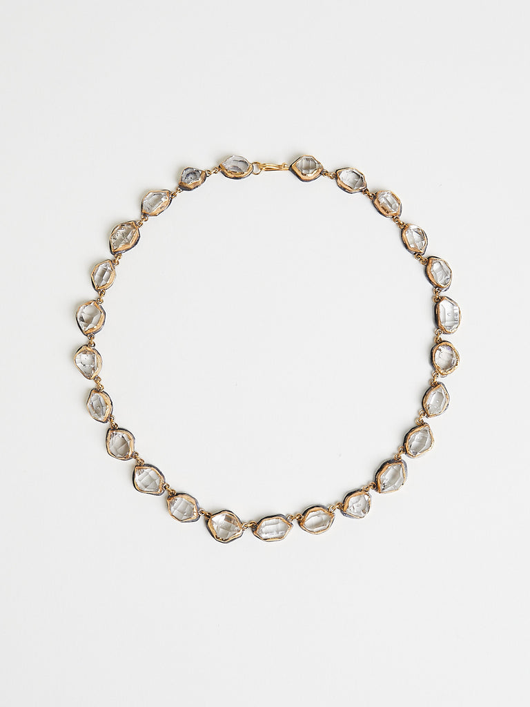 Judy Geib Herkimer Diamond Necklace, Set in 18K Gold and Silver
