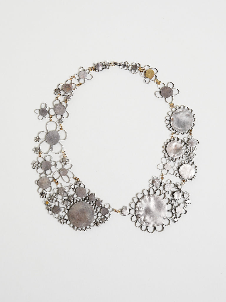 Judy Geib Cherry Blossom Peter Pan Collar in Silver with 18k Gold Details