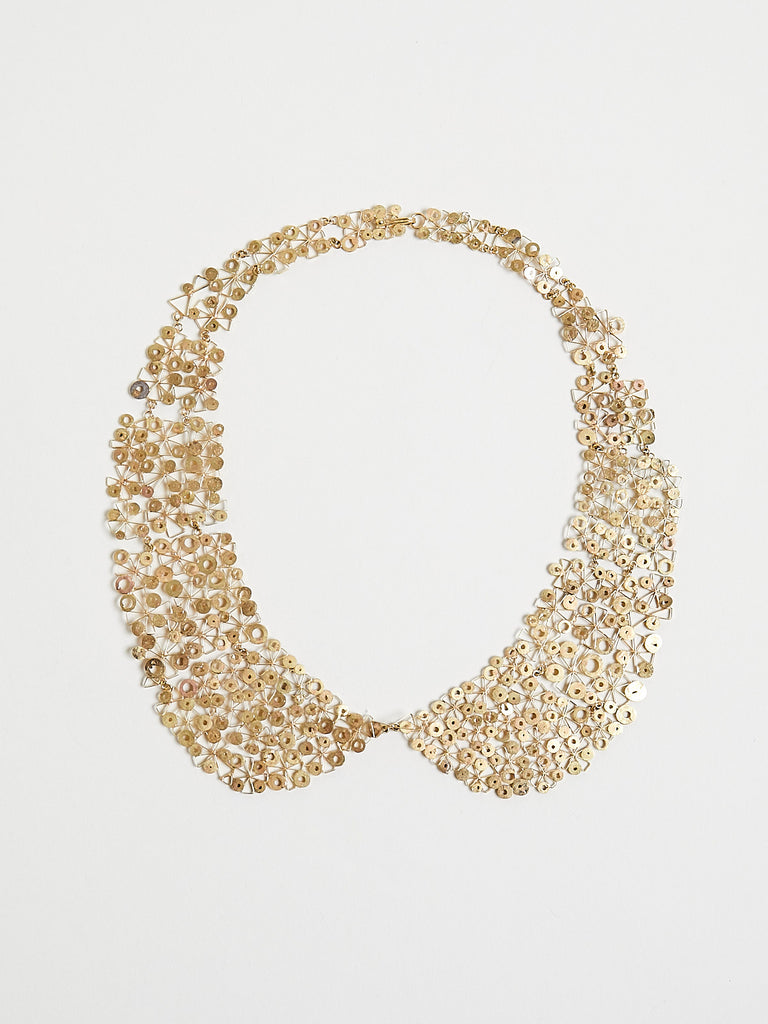 Judy Geib Smaller Peter Pan Collar with Discs with Holes and Stars in 18k Gold