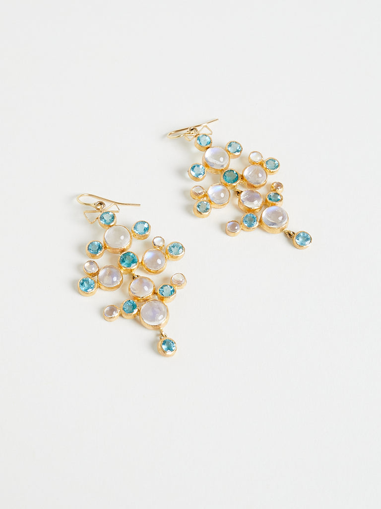Judy Geib Apatite and Moonstone Chandelier Earrings in 18k Yellow Gold