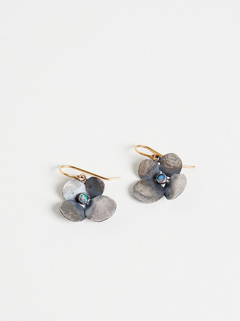 Judy Geib Hydrangea Earrings in Silver with Opal and 18k Yellow Gold Details