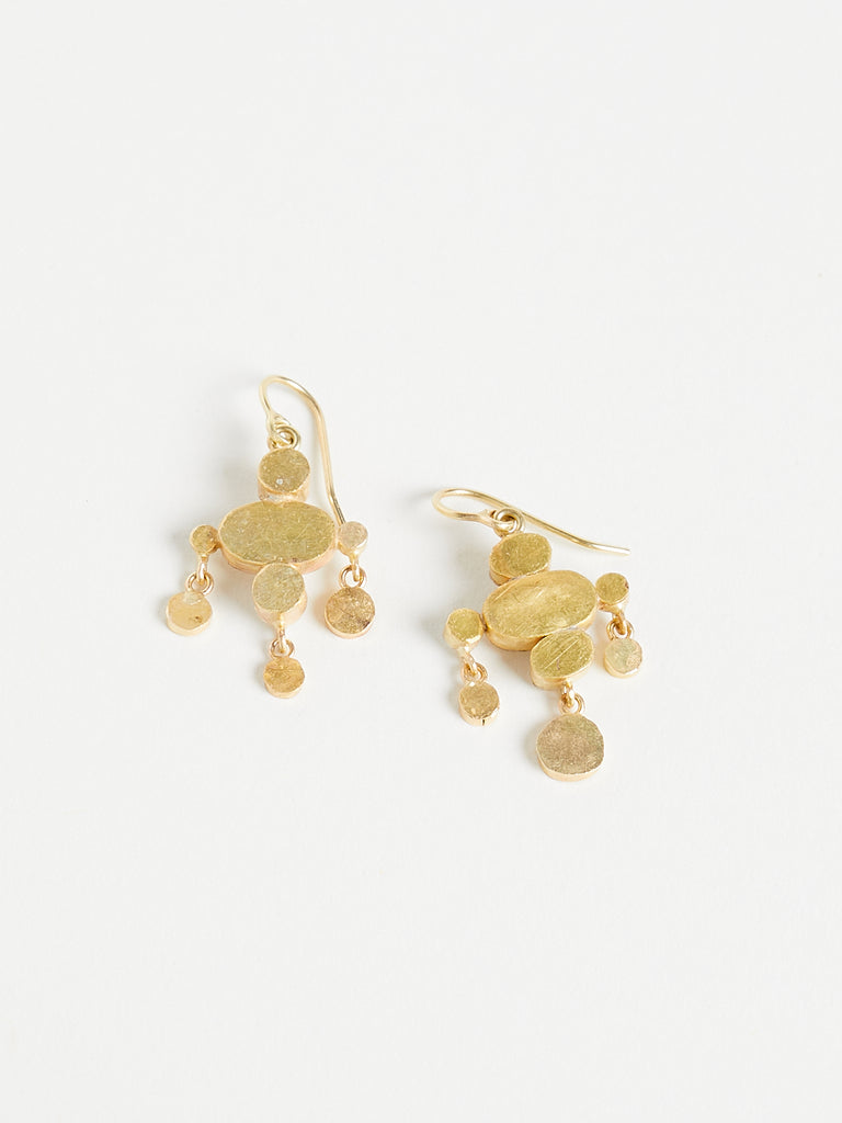 Judy Geib Chandelier Earrings in 22k Yellow Gold and Silver with 18k Yellow Gold Details