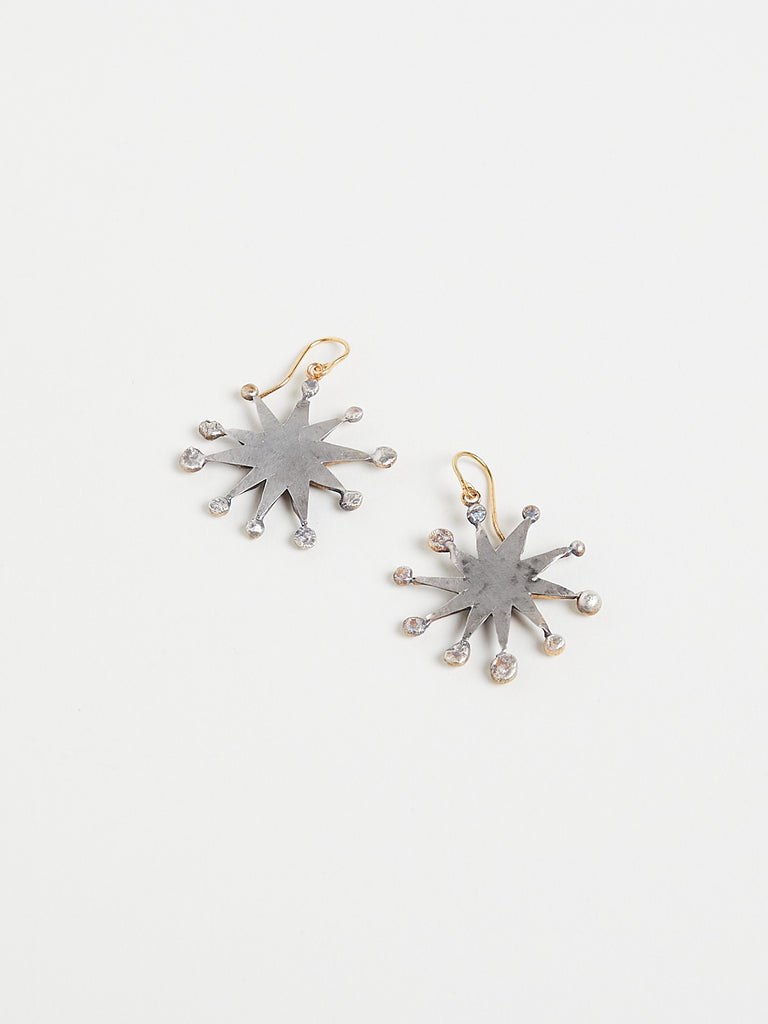Judy Geib Sheriff Star Earrings in Silver with 18k Gold Details