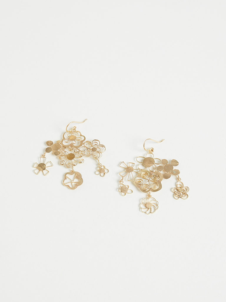 Judy Geib Flowery Chandelier Earrings In 18k Yellow Gold